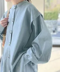 《ms+ ideal》ダブルボタンデニムBIGシルエットシャツ　XL