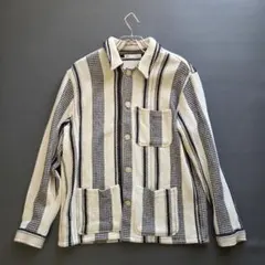 【美品】ZARA　ストラップ柄シャツジャケット　春むきニット　XL　メンズ