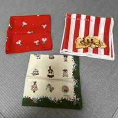 レトロ　ハンカチ3枚セットtess