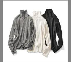 メロウ遣いで華やぎプラス 綿混素材のタートルネックリブカット　3枚セット