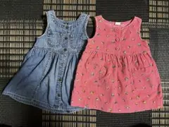 【GAP】デニム 花柄 コーデュロイ ワンピース 80cm 12-18month