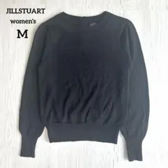 【ジルスチュアート】長袖ニット ブラック クルーネック バックパール M