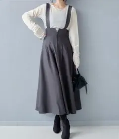 Rejoule フロントジップハイウエストジャンスカ グレー フリーサイズ