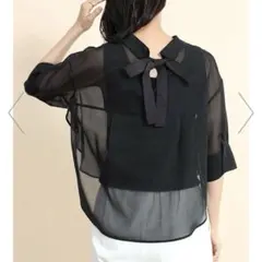 【新品】ヤマダヤ　FENNEL バックリボンシアーシャツ　黒