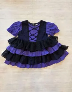 バイキンマンコーデ　紫黒フリルワンピース