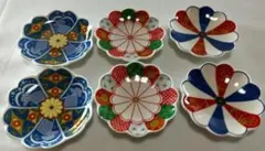 【美品】豆皿 3色6枚 小皿 食器 和風 レトロ 日本 皿 行事 おもてなし ①