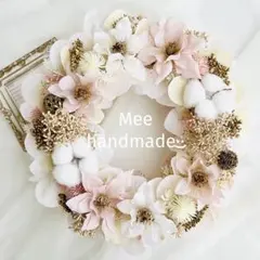 ナチュラルリース ニュアンスカラー くすみピンク 春まちリース 木の実 228