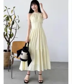 【美品】dazzlin アメスリフリルシェイプ ワンピース イエロー Mサイズ