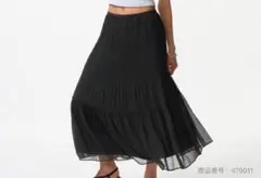 ユニクロ　　シフォンティアードスカート　ブラック　L