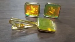 ネクタイピン ボタン 3点セット(ゴールド)