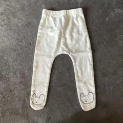 ベビータイツ クマの顔プリント ホワイト 95cm以下用　赤ちゃん用タイツ