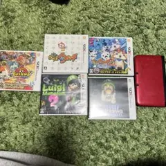 ニンテンドー3DS LL レッド ゲームソフト5本セット 充電器付き