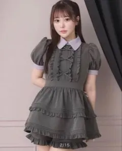 pium ケーブルカットバルーンミニワンピース ネイビー - メルカリ