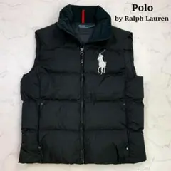 ポロラルフローレン ダウンベスト ビッグポニー刺繍 ブラック L　D950