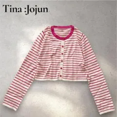 ティーナジョジュン tinajojun ボーダー カーディガン ピンク ハートのサムネイル