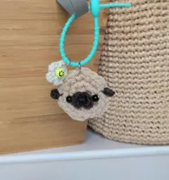 ぺったんこパグキーホルダー　パグ　ハンドメイド