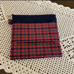 ファミリア風赤チェックのポケットティッシュポーチ　ハンドメイド