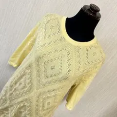 レリアン 透かし編みデザイン 半袖ニットカットソー　レトロ　サマーニットのサムネイル