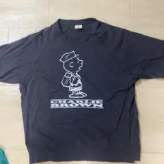 PEANUTS チャーリー・ブラウン Tシャツ Lサイズ ネイビー