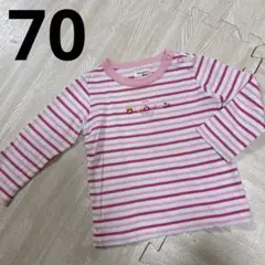 mikihouse ボーダー 長袖カットソー ロンT 70cm ピンク