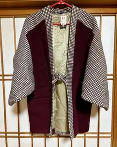 レトロ90sハンドメイド古着 久留米手作り ハンテン ドテラ 総柄チェック 青L SOUBIEN 半纏 レディース メンズ ハンテン はんてん 半天