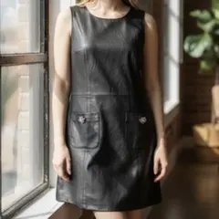 新品未使用 SISTER TITI ミニワンピース M 黒 レザー ノースリーブ