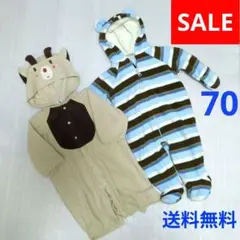 OLDNAVY ストライプ柄 クマ耳 カバーオール トナカイ ロンパース 防寒