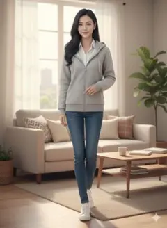 パーカー　グレーフーディ　裏起毛　秋冬物 寒さ対策　レディース