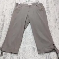 a1090　組曲　クロップドパンツ　6　茶系　裾スリット