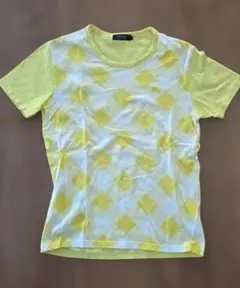 BURBERRY BLACK LABEL　メンズイエローチェック柄Tシャツ