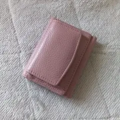 くすみピンク 本革 三つ折り財布