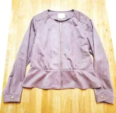 美品　grove グローブ　スエード調ノーカラージャケット　L