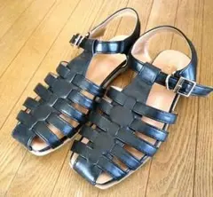 ❁ハニーズ/編み込み グルカサンダル　ブラック　Sサイズ