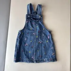 GAP デニムサロペット 90cm 花柄刺繍
