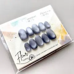 ネイルチップ 現品販売｜ショートオーバル L｜グレー マグネット シンプル