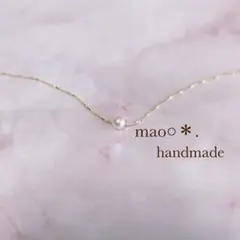 極細チェーン　小粒パール　ネックレス　ハンドメイド　プレゼント　レディース