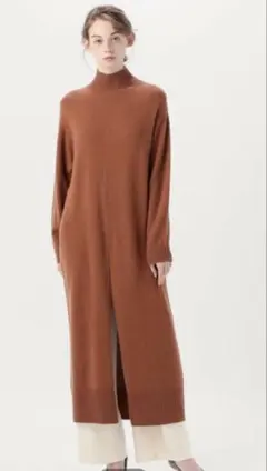 ballsey ウールセーブルカシミヤフロントスリットワンピース