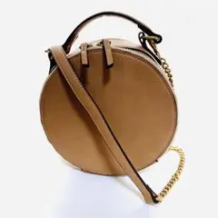 丸型 ベージュ ショルダーバッグ 斜めがけバッグ チェーンバッグ