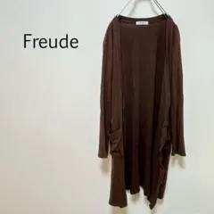 c0294【フロイデ】ロングカーディガン 長袖 Ｍ ストレッチ レーヨンのサムネイル