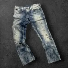 美品❤️ DIESEL ダメージ加工 ストレートデニムパンツ Y2K 25インチのサムネイル