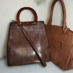 本日のみ③銀座かねまつ ショルダーバック2WAY・オーストリッチバックセット