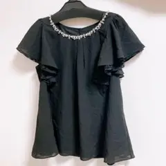【新品未着用】レッセパッセ ビジューブラウス