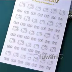 【50周年ハローキティ】銀　ネイルシール　サンリオ　まとめ割あり♡ 即購入OK♡