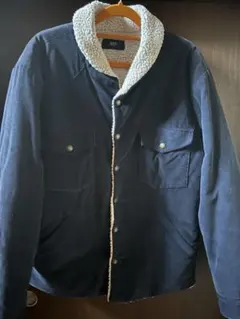 ボア襟 ネイビー ボアジャケット XL