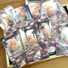 透けに強い大型シール&ペーパー40枚 西欧ハロウィンとカボチャの窓辺テラス