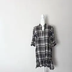 【日本製】JOURNAL STANDARD シワ加工チェックシャツワンピース