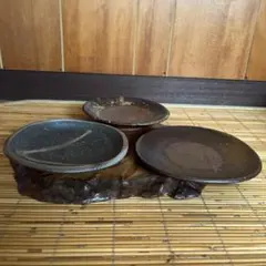 江戸時代後期〜明治時代初期頃備前焼茶道具煎餅鯛図柄小皿ペア2点