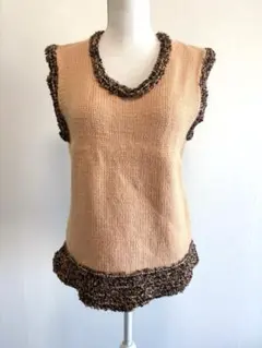 ハンドメイド手編みニットセーターベスト