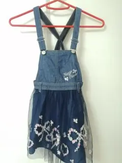 Mezzo Piano 刺繍入りデニムジャンバースカート