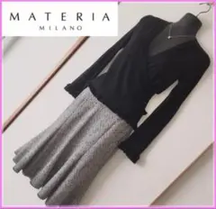 MATERIA MILANO マテリア ニット カシュクール トップス 黒38のサムネイル